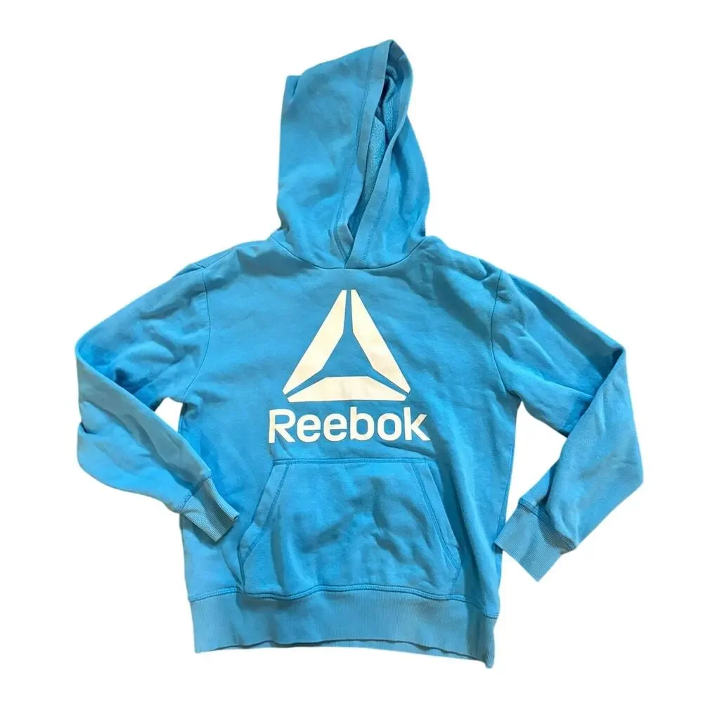 Reebok Boys Size 8 Hoodie Lot Blue & White Logo Pullover Sweatshirts GUC